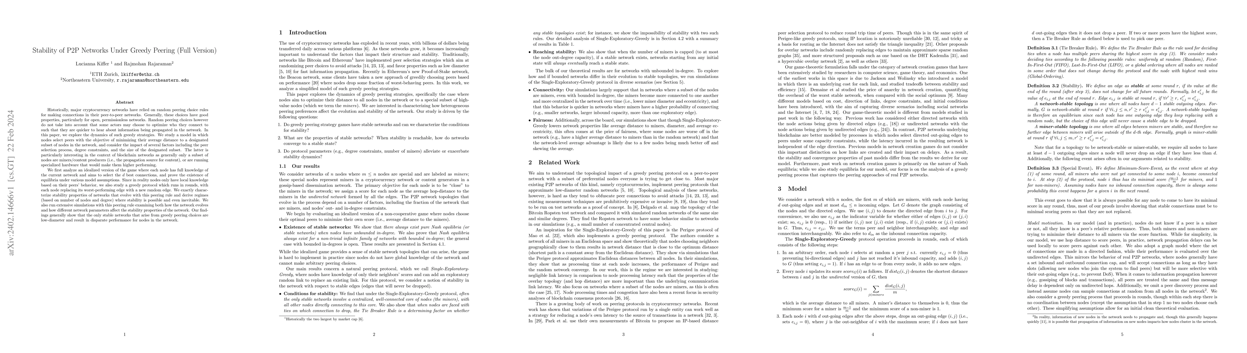Thumbnail for Stability of P2P Networks Under Greedy Peering (Full Version)