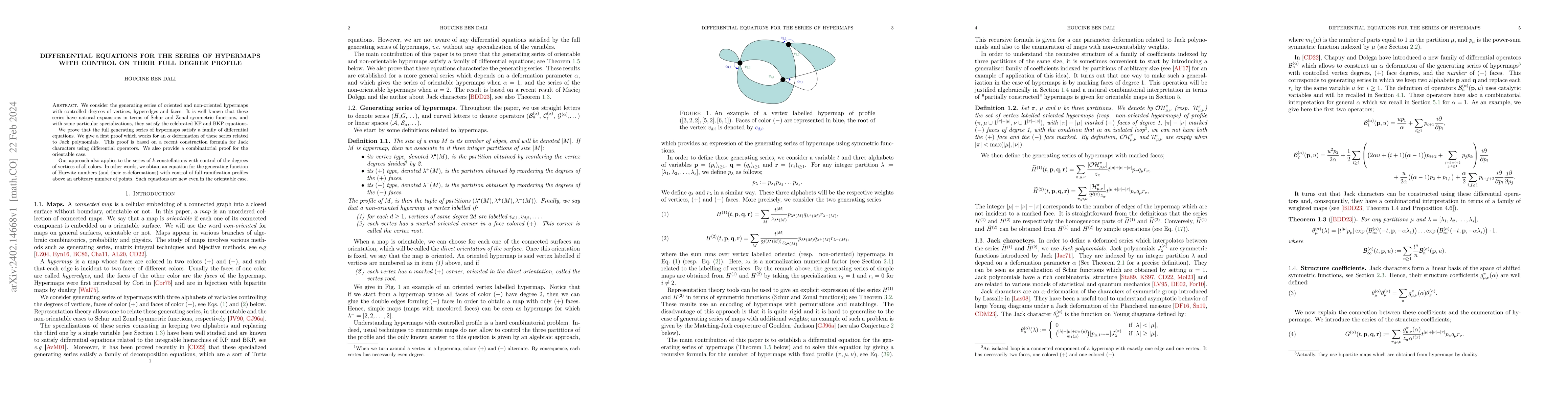 Thumbnail for Differential equations for the series of hypermaps with control on their
  full degree profile