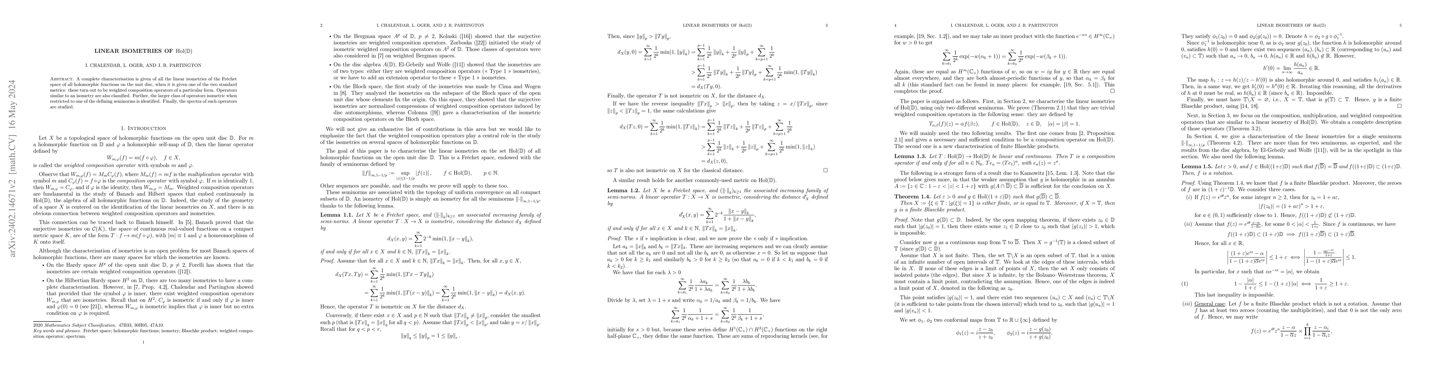 Thumbnail for Linear isometries of Hol(D)