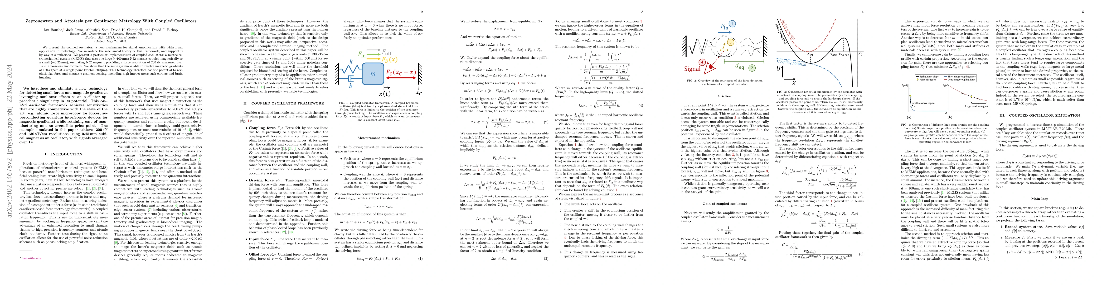 Thumbnail for Zeptonewton and Attotesla per Centimeter Metrology With Coupled
  Oscillators