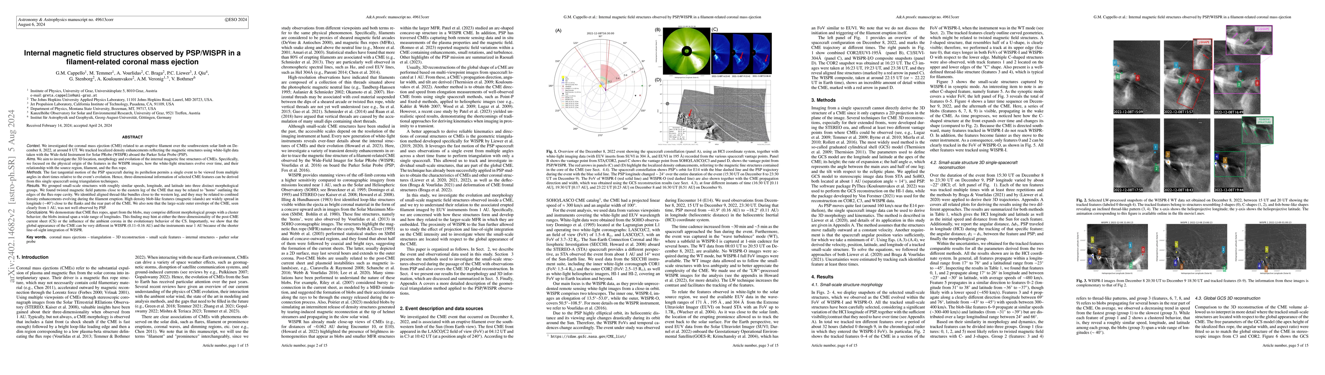 Thumbnail for Internal magnetic field structures observed by PSP/WISPR in a filament
  related coronal mass ejection