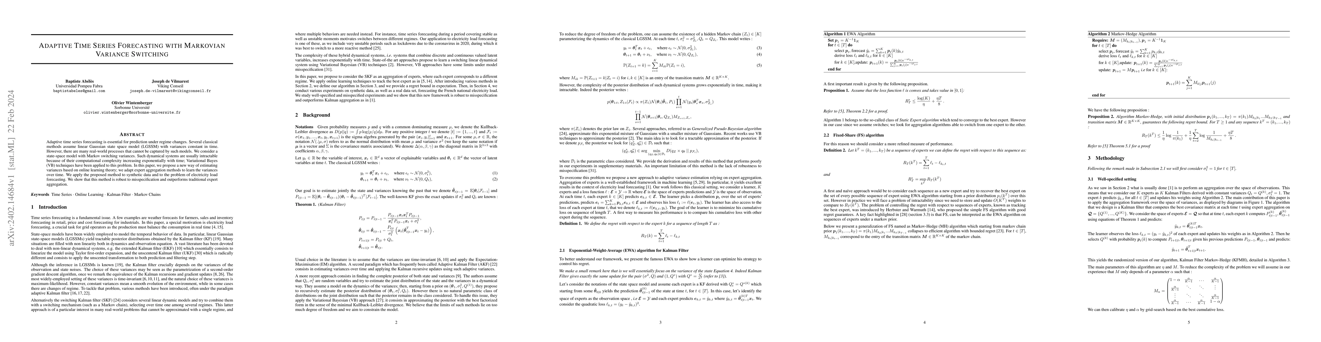 Thumbnail for Adaptive time series forecasting with markovian variance switching