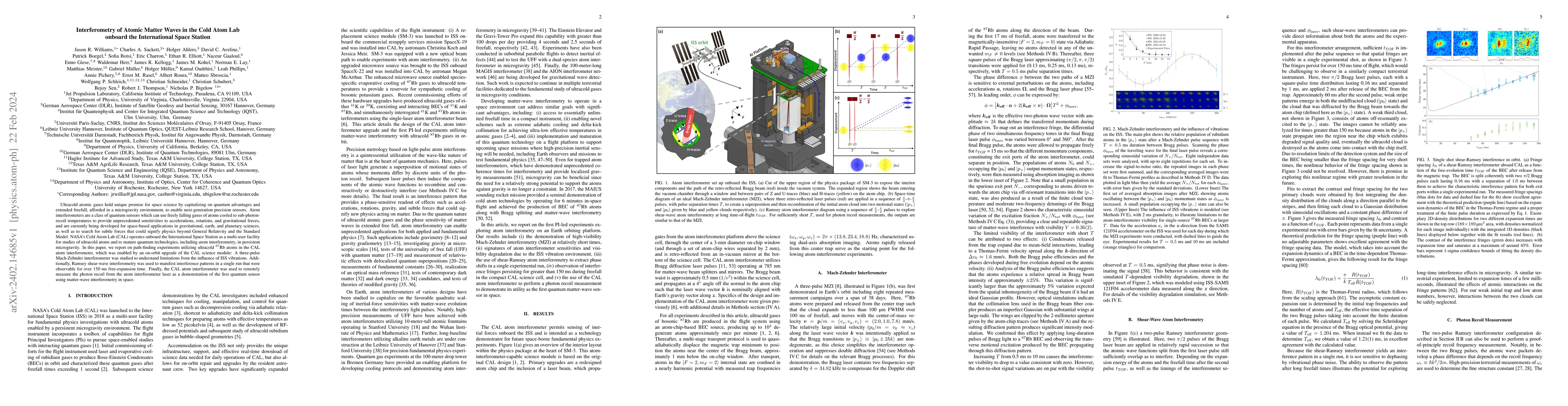 Thumbnail for Interferometry of Atomic Matter Waves in the Cold Atom Lab onboard the
  International Space Station
