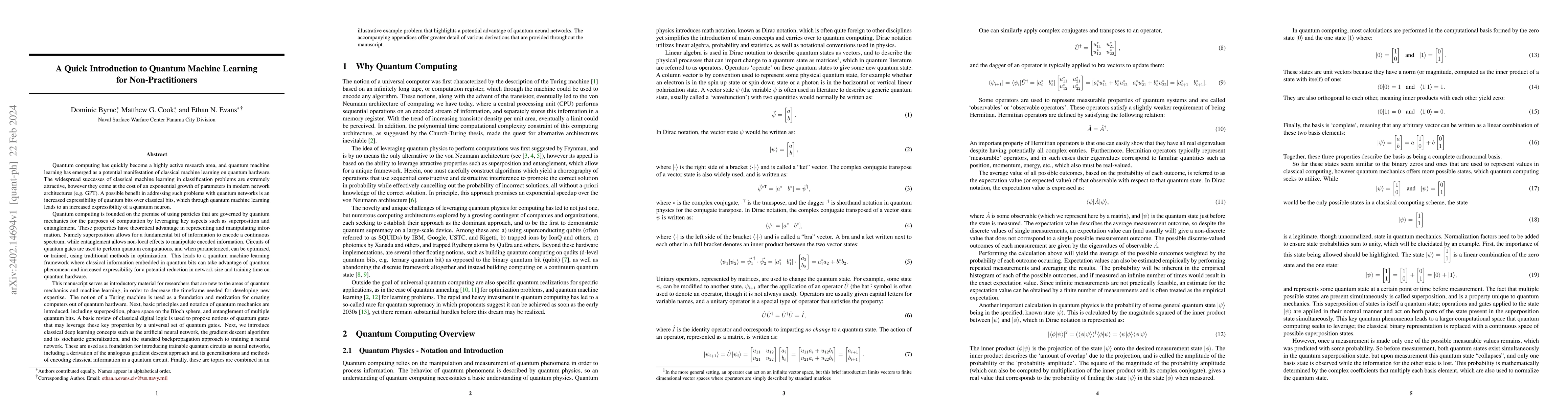 Thumbnail for A Quick Introduction to Quantum Machine Learning for Non-Practitioners