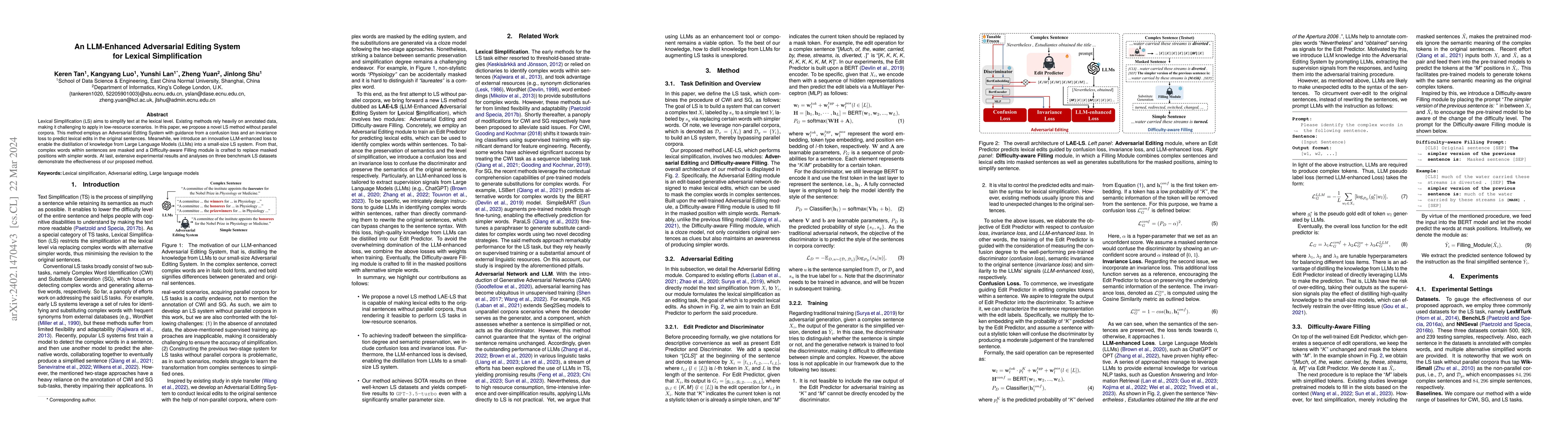 Thumbnail for An LLM-Enhanced Adversarial Editing System for Lexical Simplification