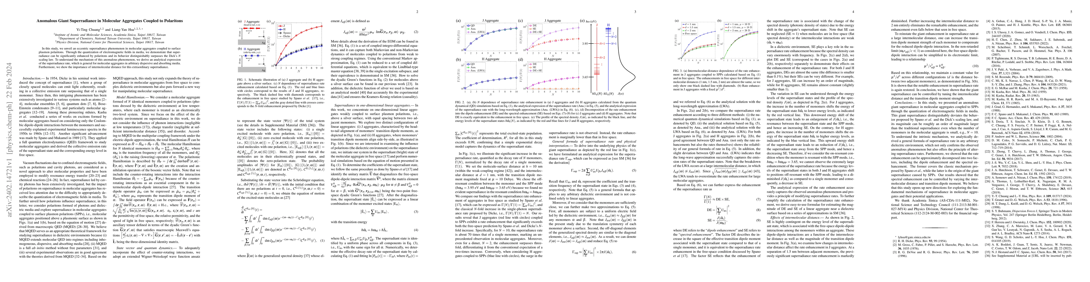 Thumbnail for Anomalous Giant Superradiance in Molecular Aggregates Coupled to
  Polaritons