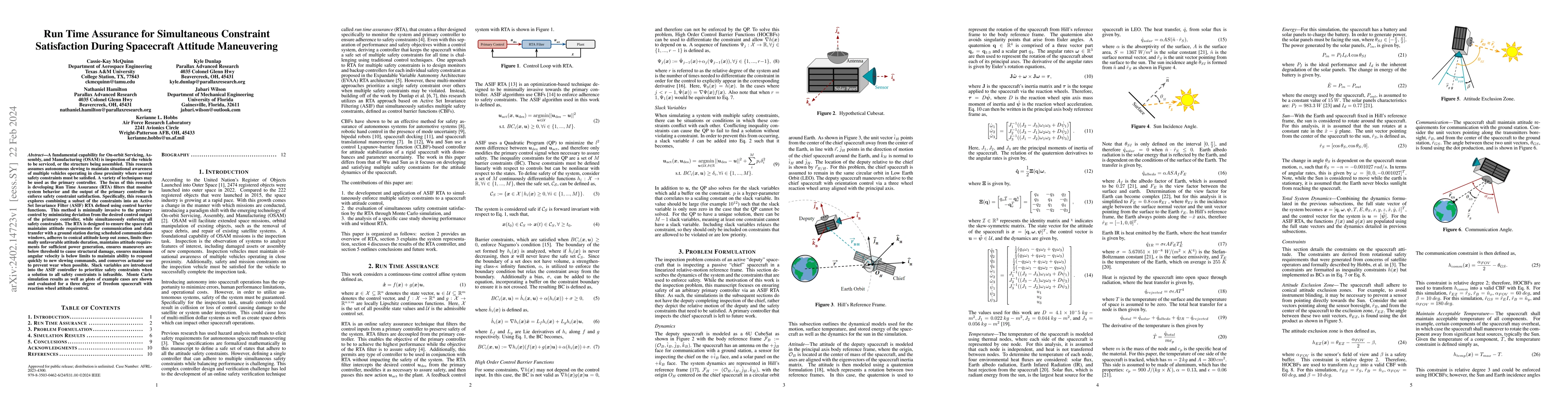 Thumbnail for Run Time Assurance for Simultaneous Constraint Satisfaction During
  Spacecraft Attitude Maneuvering