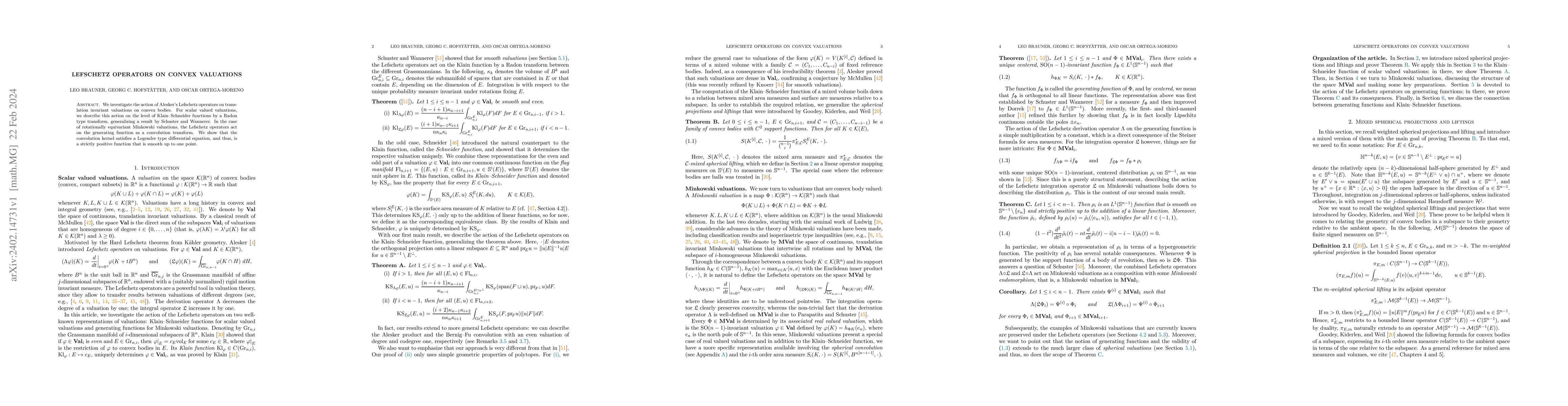 Thumbnail for Lefschetz operators on convex valuations
