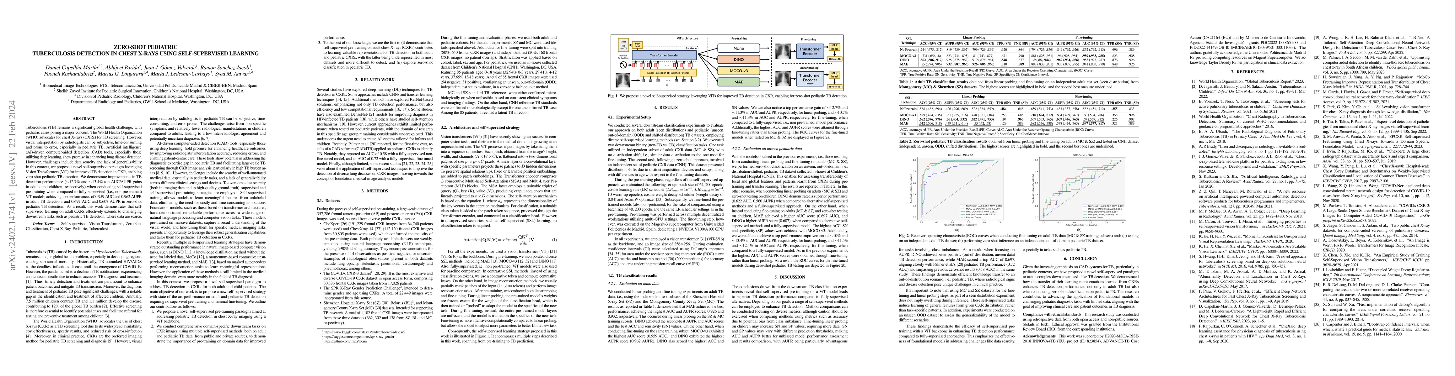 Thumbnail for Zero-Shot Pediatric Tuberculosis Detection in Chest X-Rays using
  Self-Supervised Learning