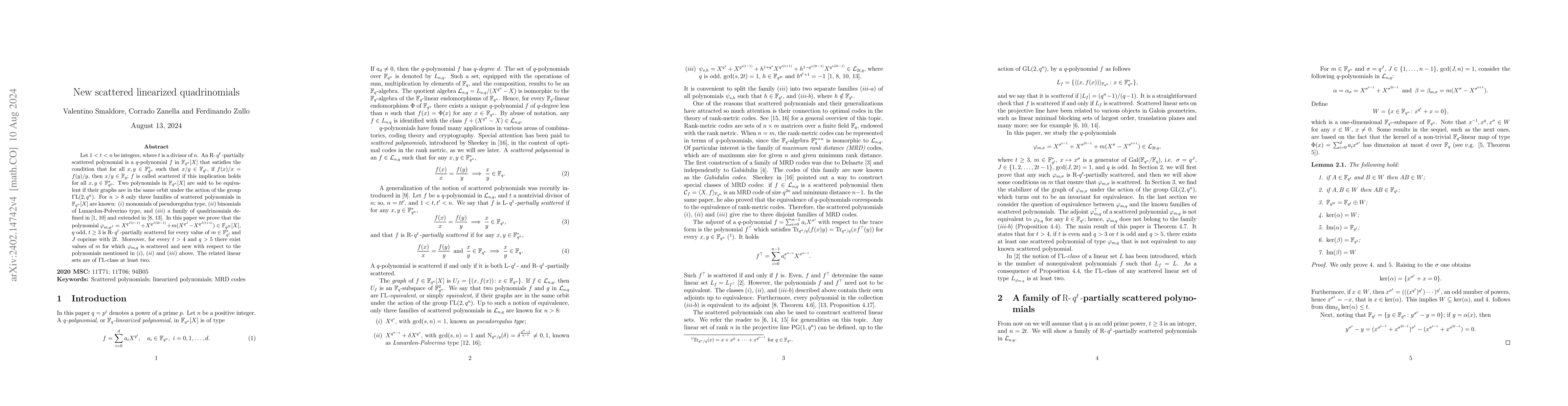 Thumbnail for New scattered linearized quadrinomials
