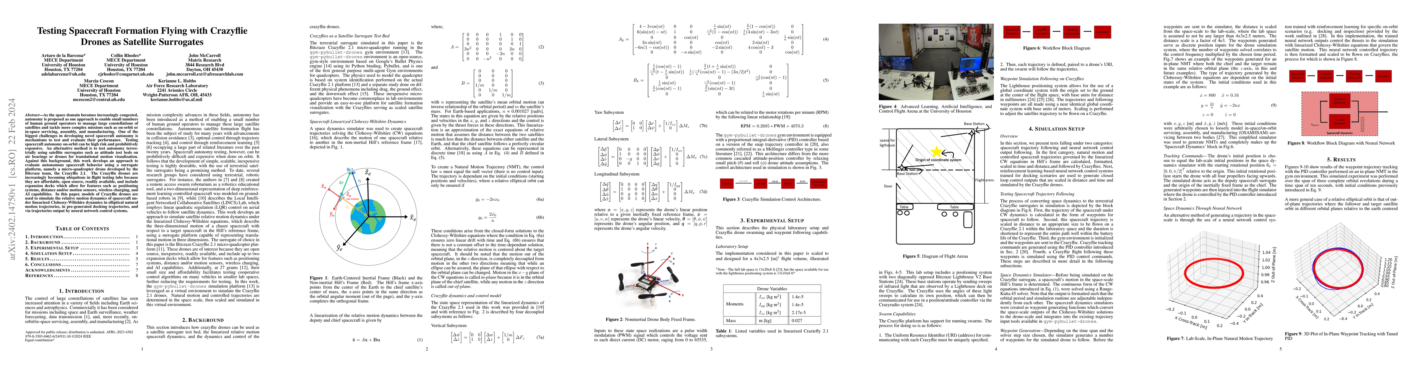 Thumbnail for Testing Spacecraft Formation Flying with Crazyflie Drones as Satellite
  Surrogates