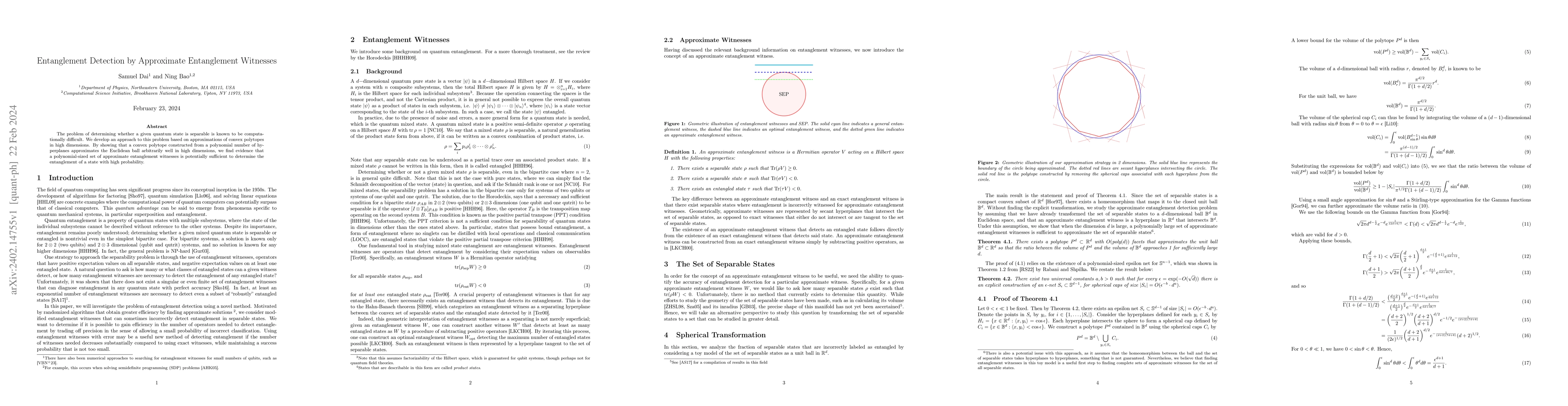 Thumbnail for Entanglement Detection by Approximate Entanglement Witnesses