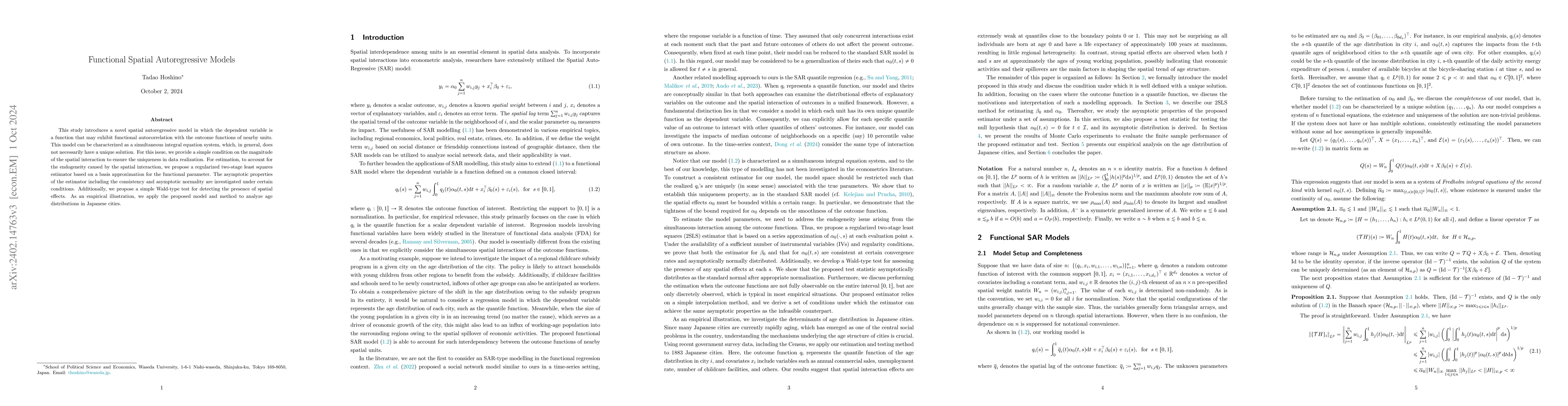 Thumbnail for Functional Spatial Autoregressive Models