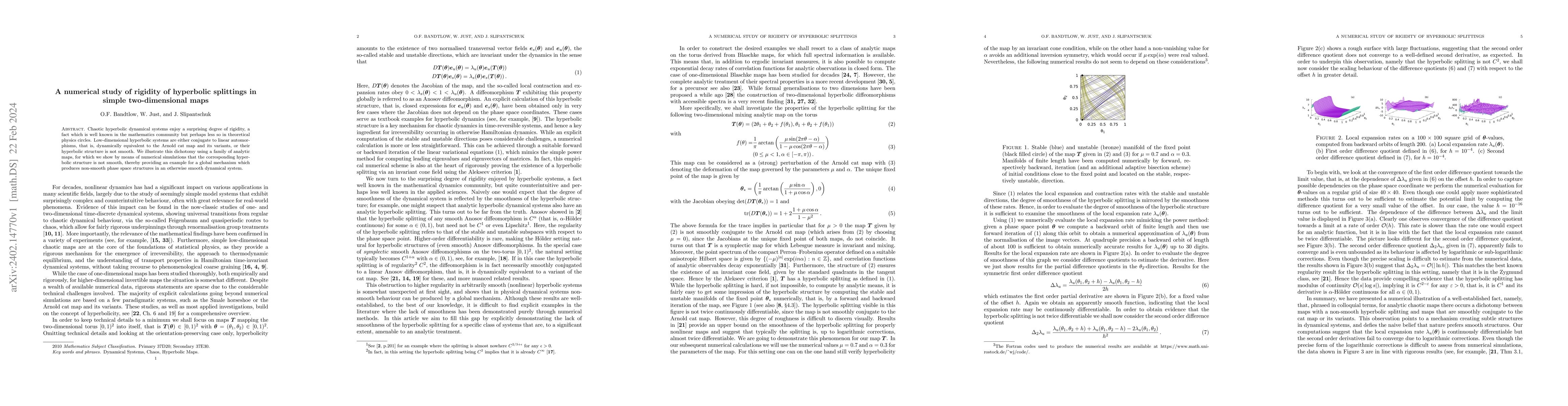 Thumbnail for A numerical study of rigidity of hyperbolic splittings in simple
  two-dimensional maps