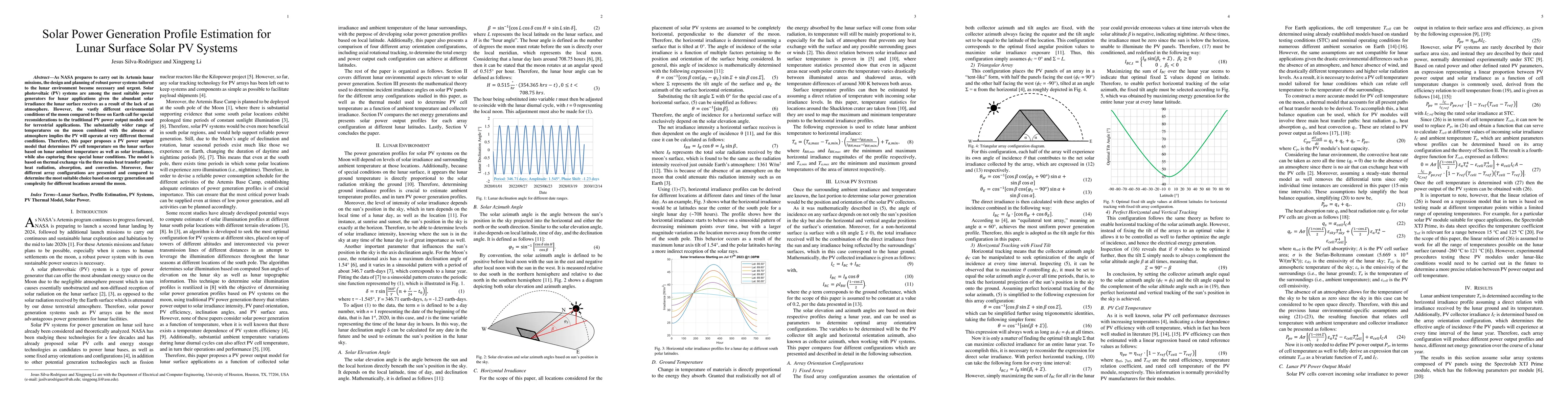 Thumbnail for Solar Power Generation Profile Estimation for Lunar Surface Solar PV
  Systems