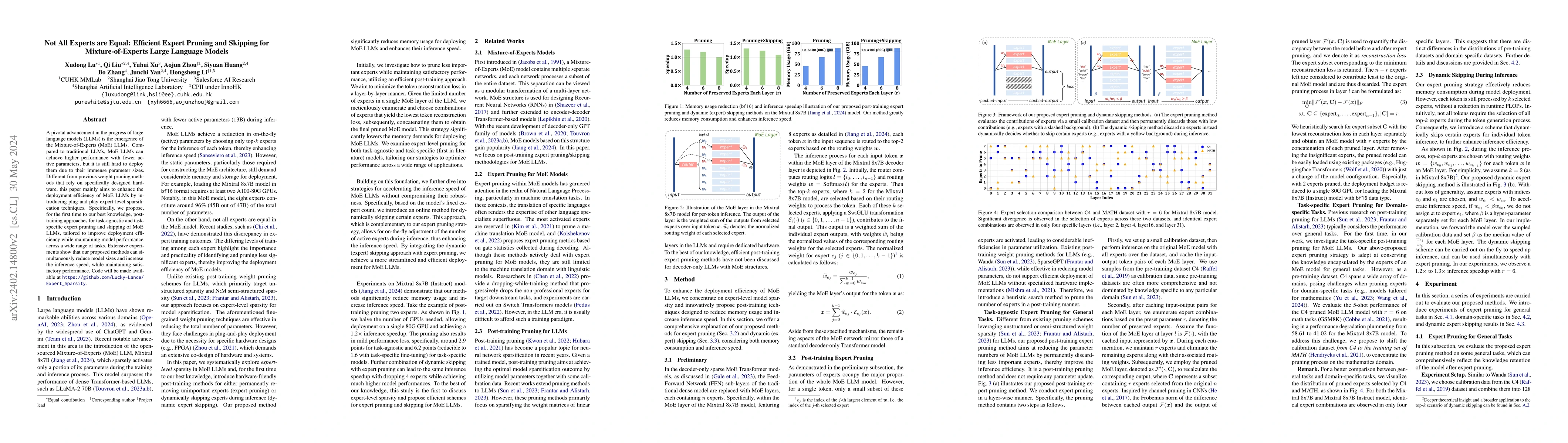 Thumbnail for Not All Experts are Equal: Efficient Expert Pruning and Skipping for
  Mixture-of-Experts Large Language Models