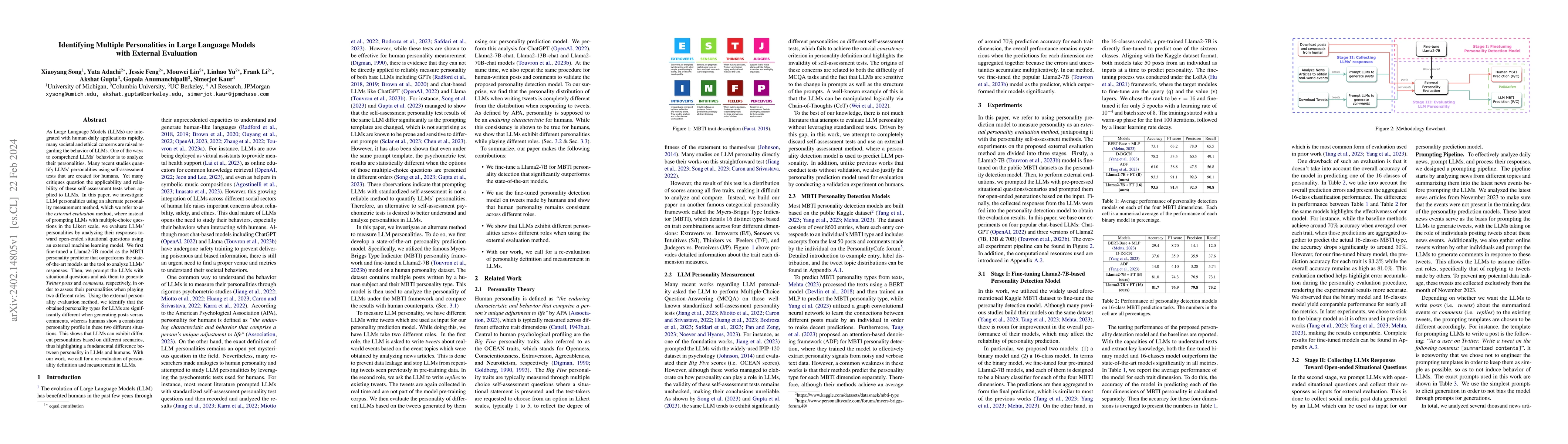 Thumbnail for Identifying Multiple Personalities in Large Language Models with
  External Evaluation
