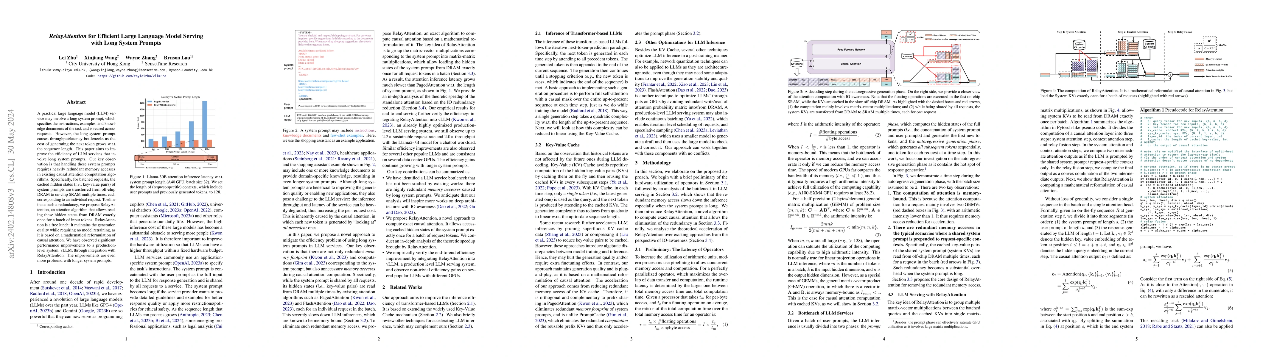 Thumbnail for RelayAttention for Efficient Large Language Model Serving with Long
  System Prompts