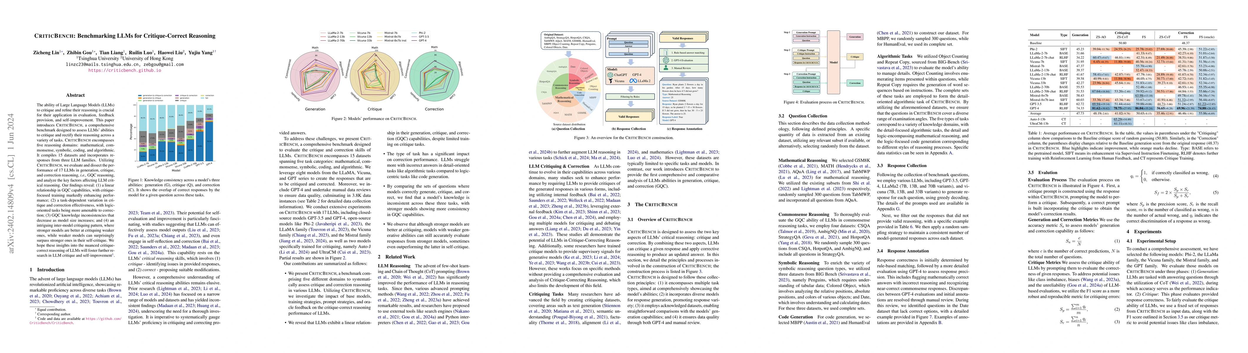 Thumbnail for CriticBench: Benchmarking LLMs for Critique-Correct Reasoning