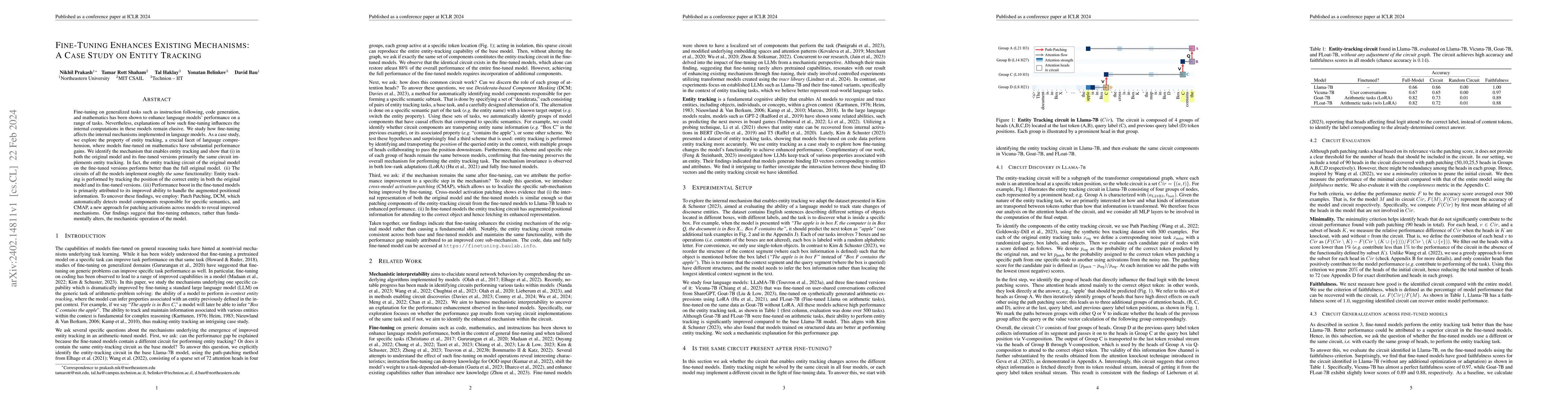 Thumbnail for Fine-Tuning Enhances Existing Mechanisms: A Case Study on Entity
  Tracking