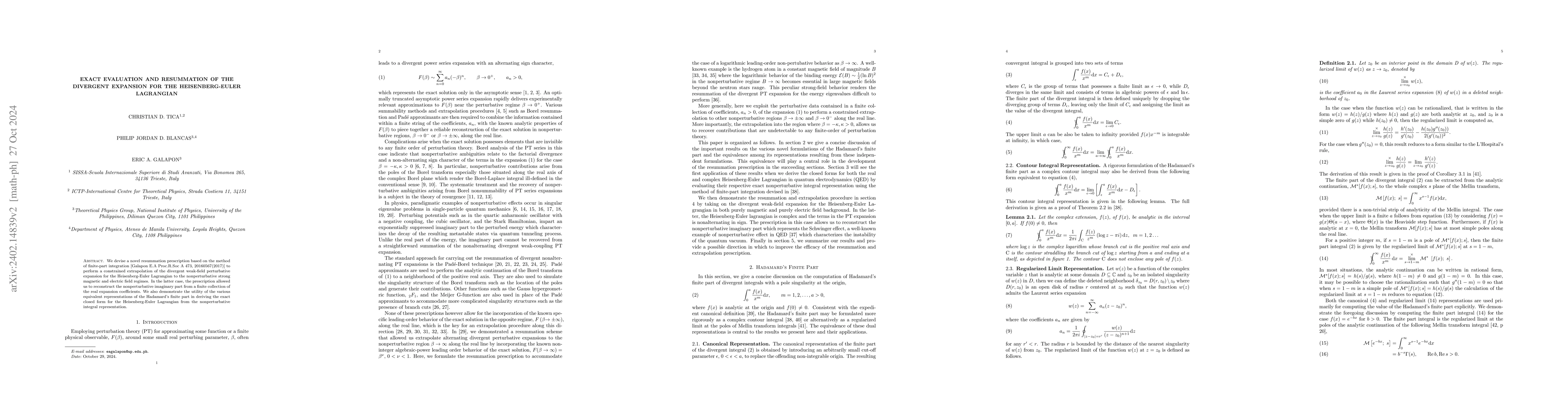 Thumbnail for Exact Evaluation and extrapolation of the divergent expansion for the
  Heisenberg-Euler Lagrangian II: Non-alternating Case