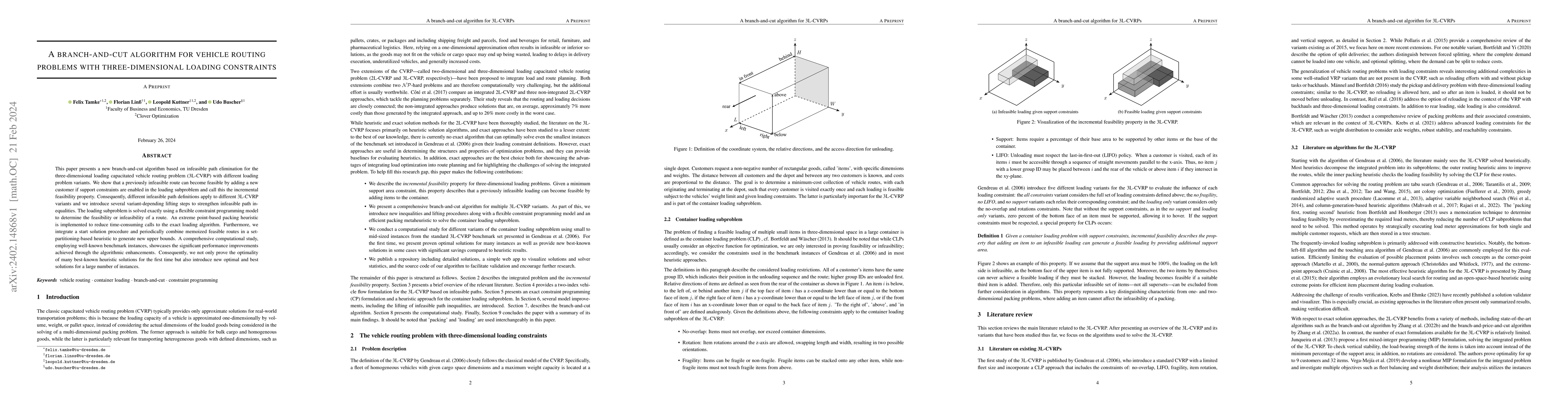 Thumbnail for A branch-and-cut algorithm for vehicle routing problems with
  three-dimensional loading constraints