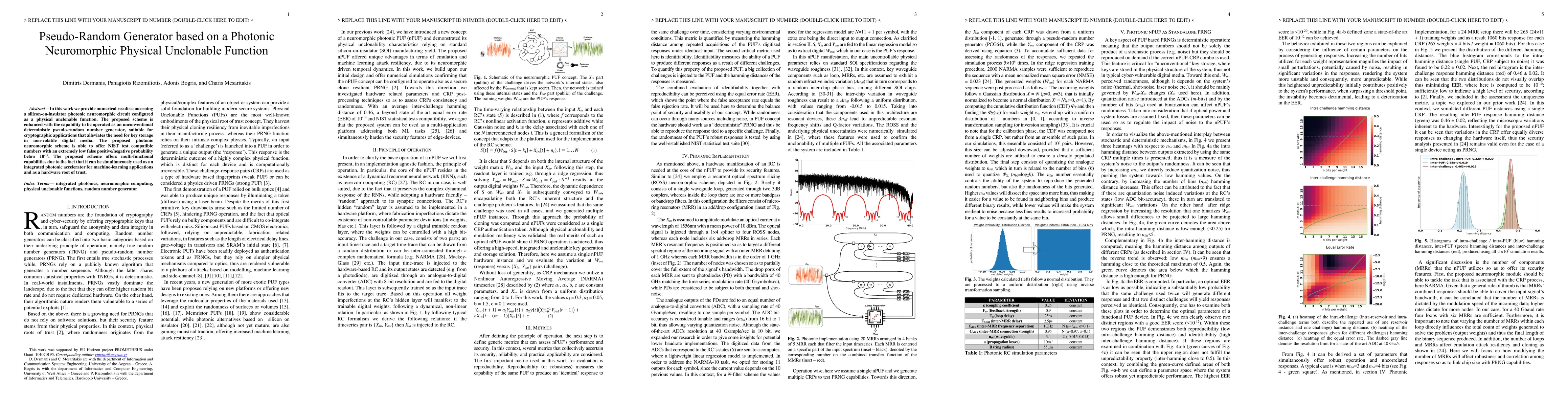Thumbnail for Pseudo-Random Generator based on a Photonic Neuromorphic Physical
  Unclonable Function