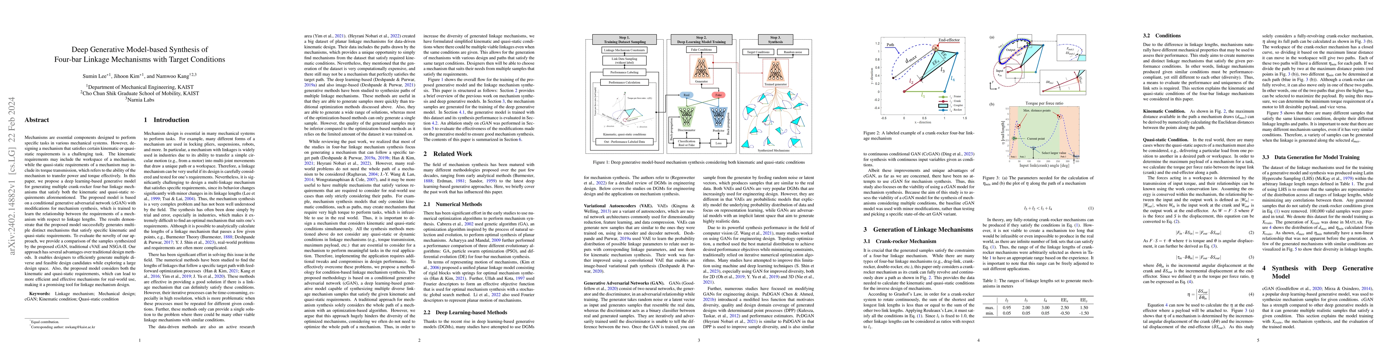 Thumbnail for Deep Generative Model-based Synthesis of Four-bar Linkage Mechanisms
  with Target Conditions