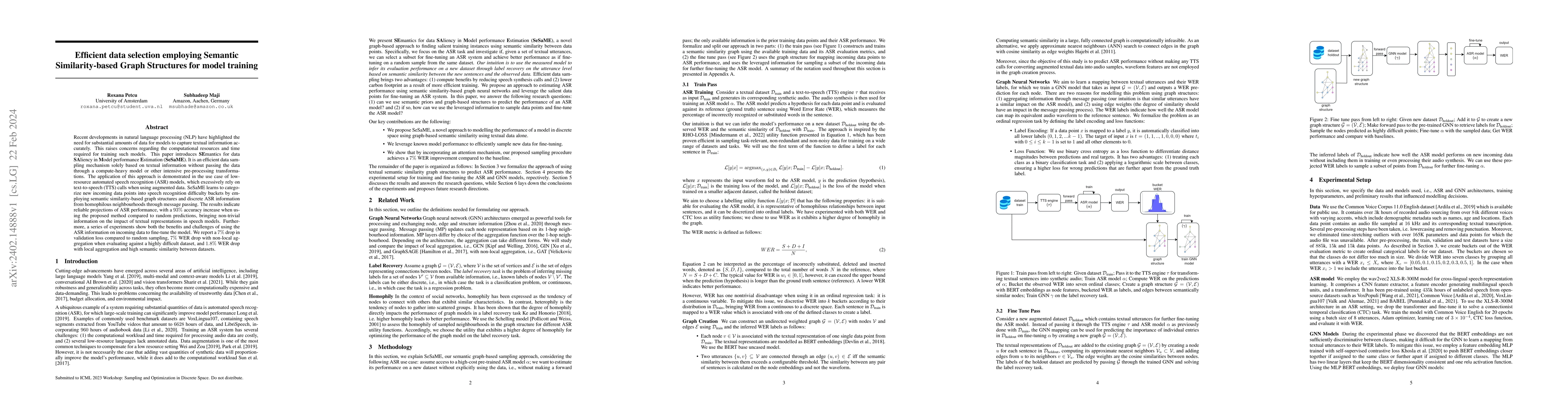 Thumbnail for Efficient data selection employing Semantic Similarity-based Graph
  Structures for model training