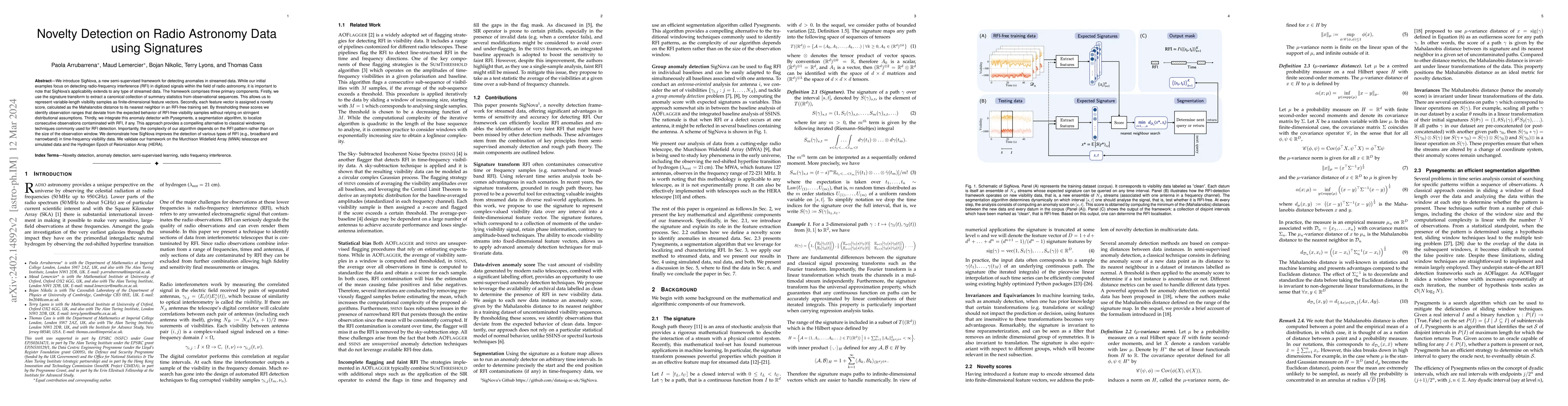 Thumbnail for Novelty Detection on Radio Astronomy Data using Signatures