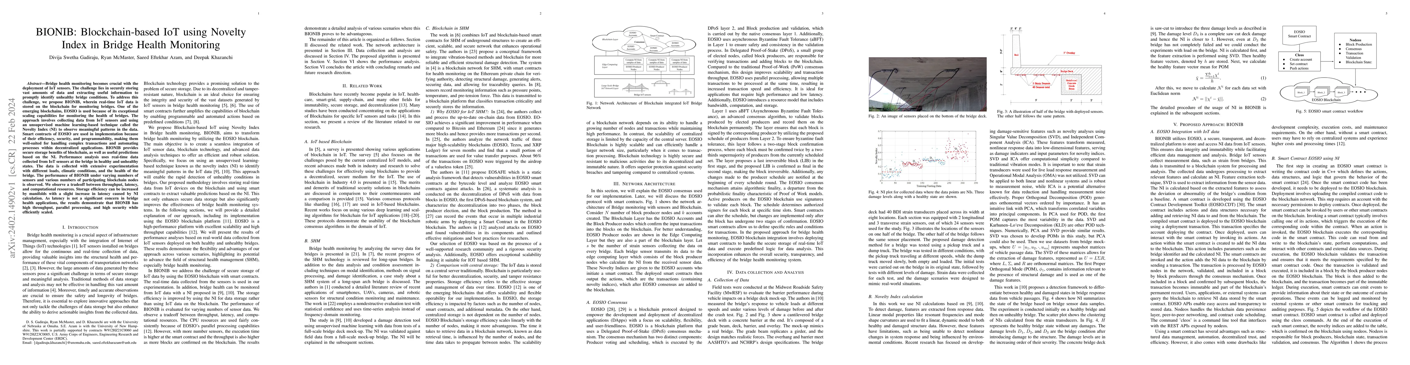 Thumbnail for BIONIB: Blockchain-based IoT using Novelty Index in Bridge Health
  Monitoring