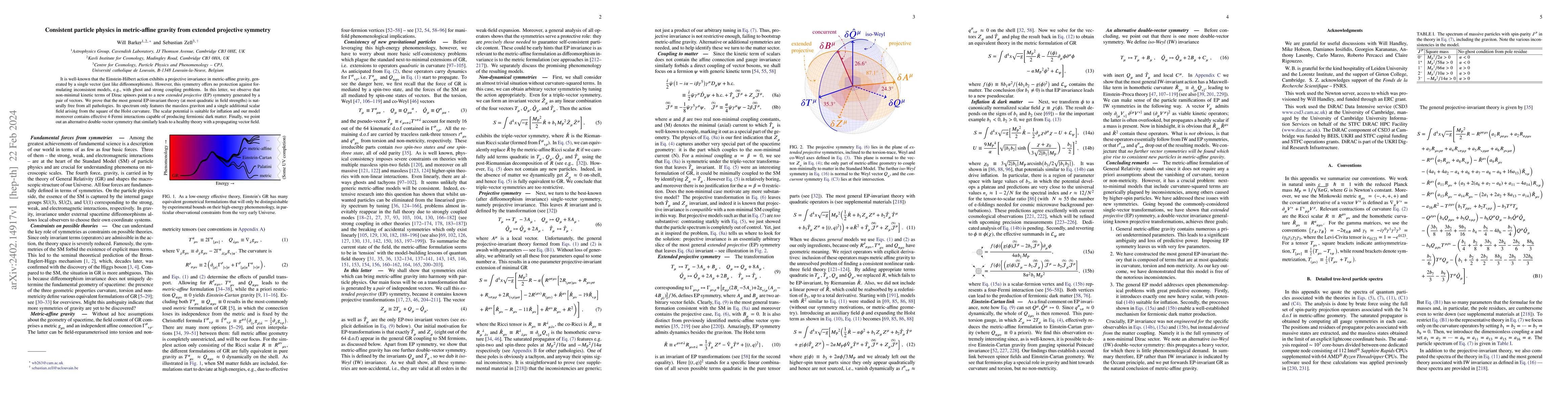 Thumbnail for Consistent particle physics in metric-affine gravity from extended
  projective symmetry