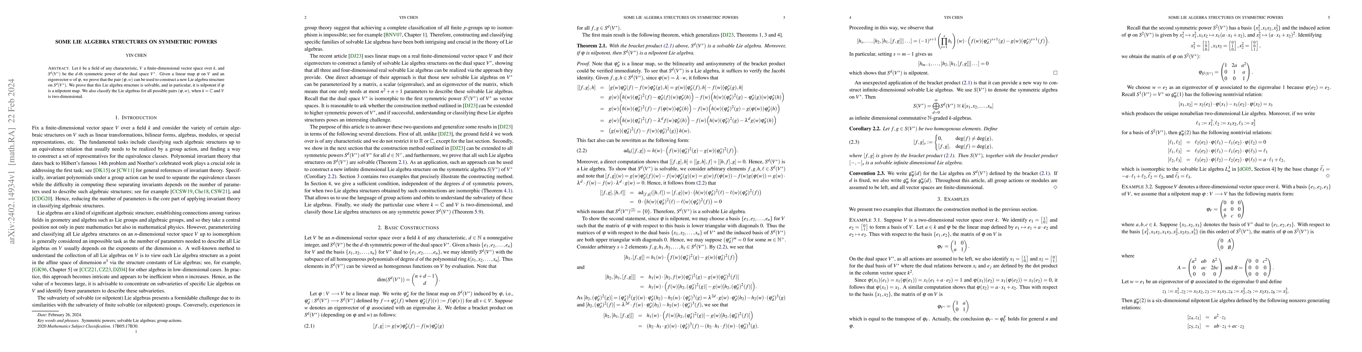 Thumbnail for Some Lie algebra structures on symmetric powers