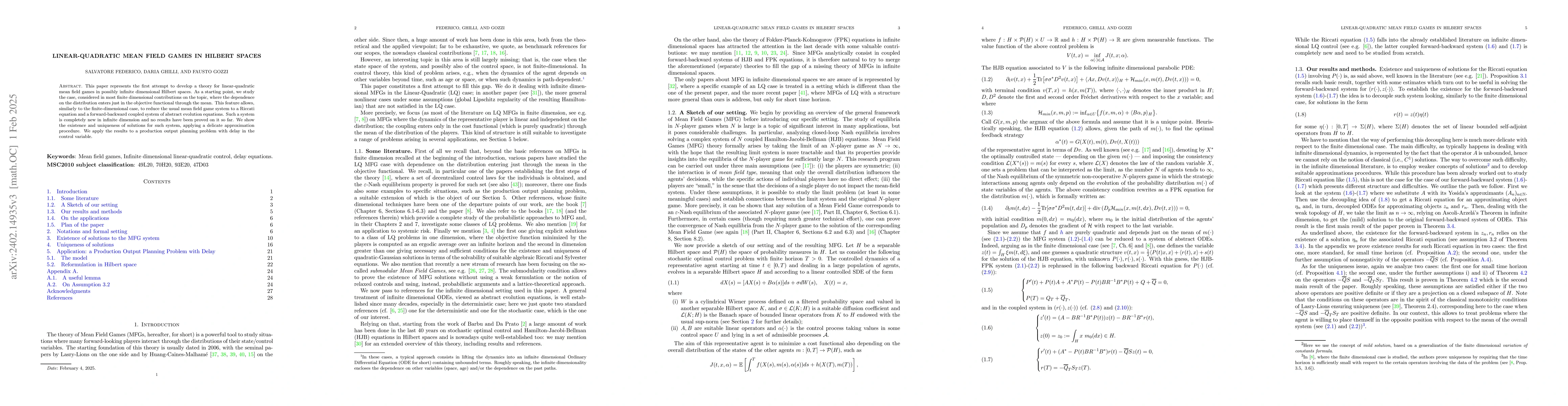 Thumbnail for Linear-Quadratic Mean Field Games in Hilbert spaces