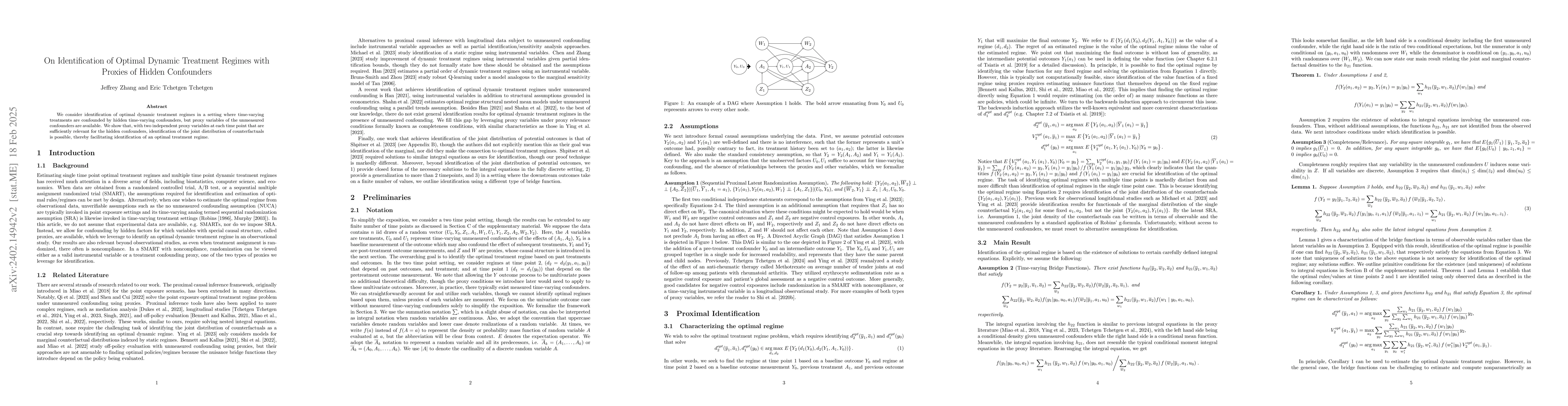 Thumbnail for On Identification of Dynamic Treatment Regimes with Proxies of Hidden
  Confounders