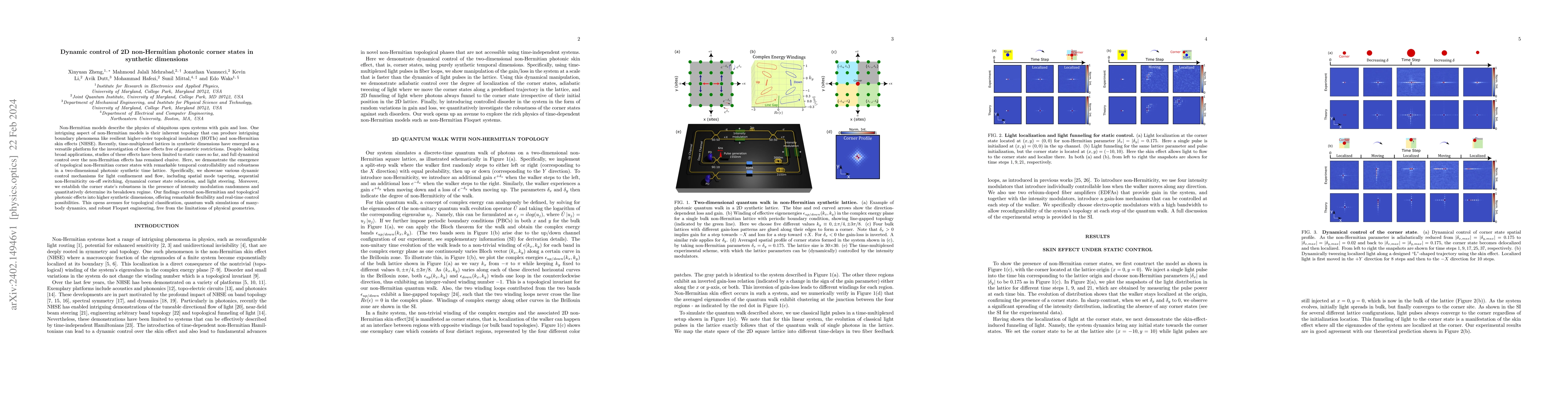 Thumbnail for Dynamic control of 2D non-Hermitian photonic corner states in synthetic
  dimensions