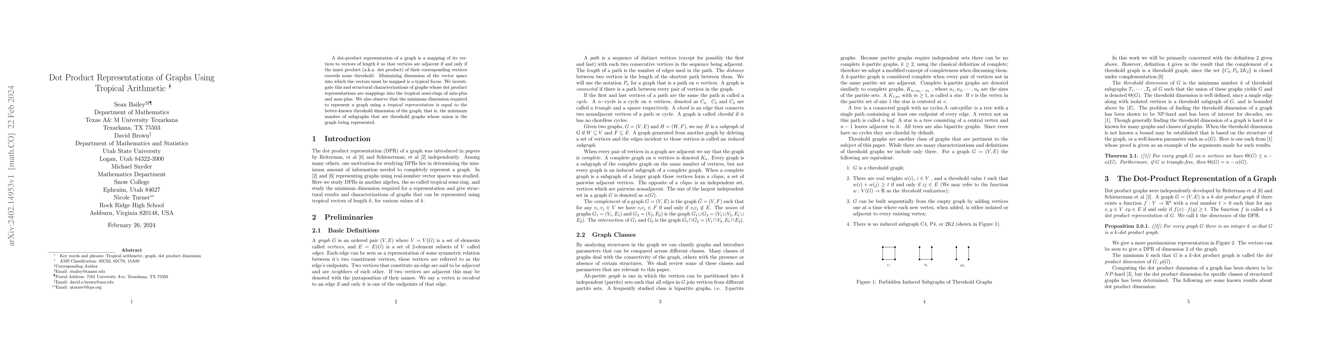 Thumbnail for Dot Product Representations of Graphs Using Tropical Arithmetic