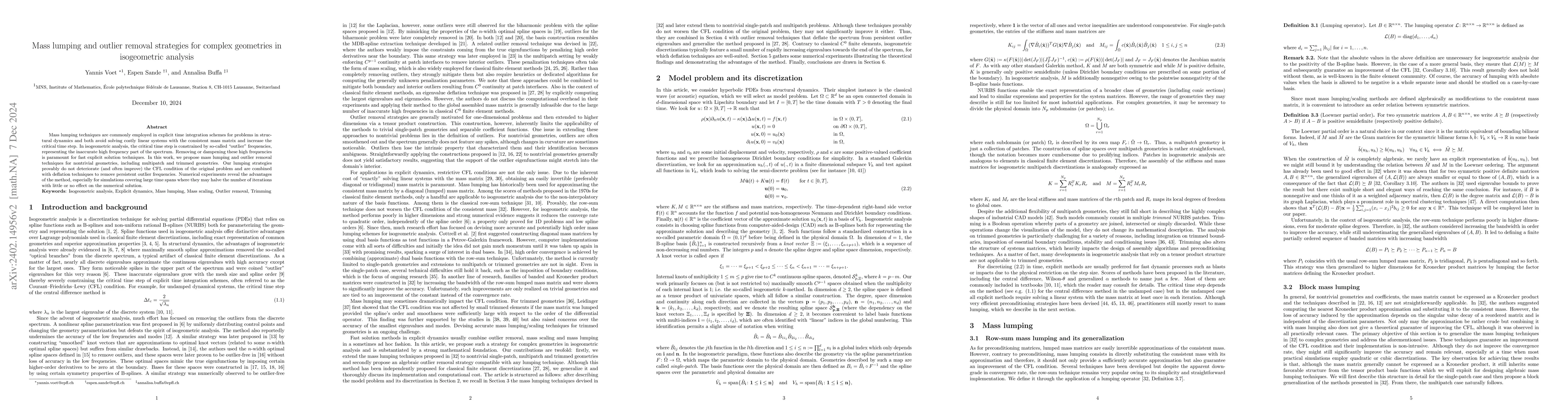 Thumbnail for Robust mass lumping and outlier removal strategies in isogeometric
  analysis