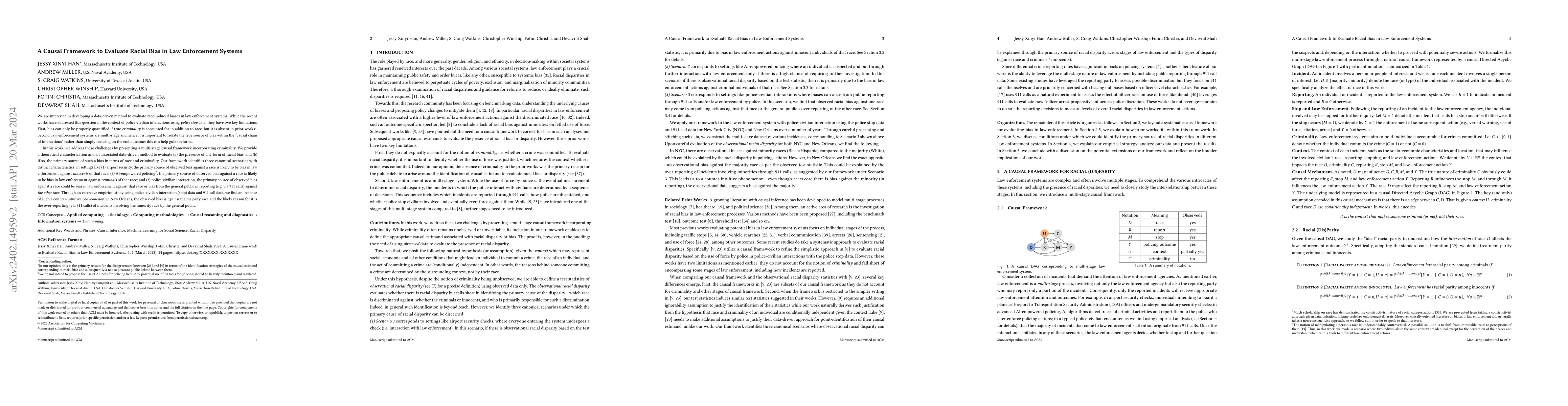 Thumbnail for A Causal Framework to Evaluate Racial Bias in Law Enforcement Systems