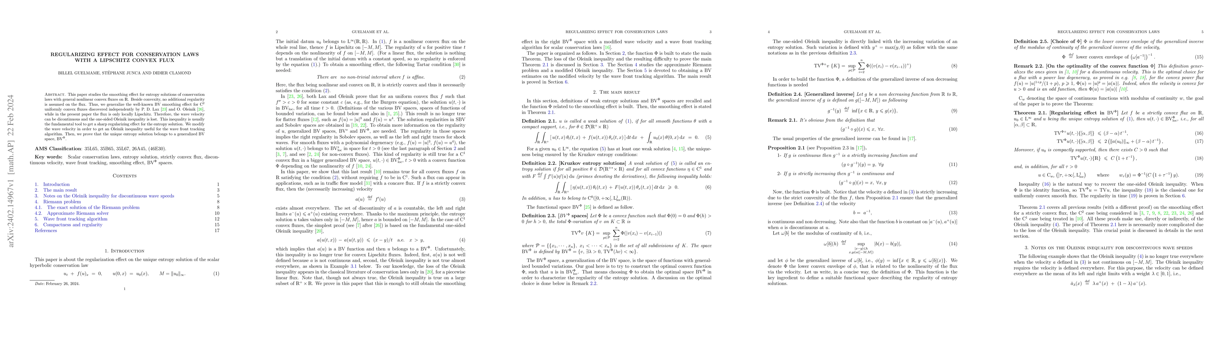 Thumbnail for Regularizing effect for conservation laws with a Lipschitz convex flux