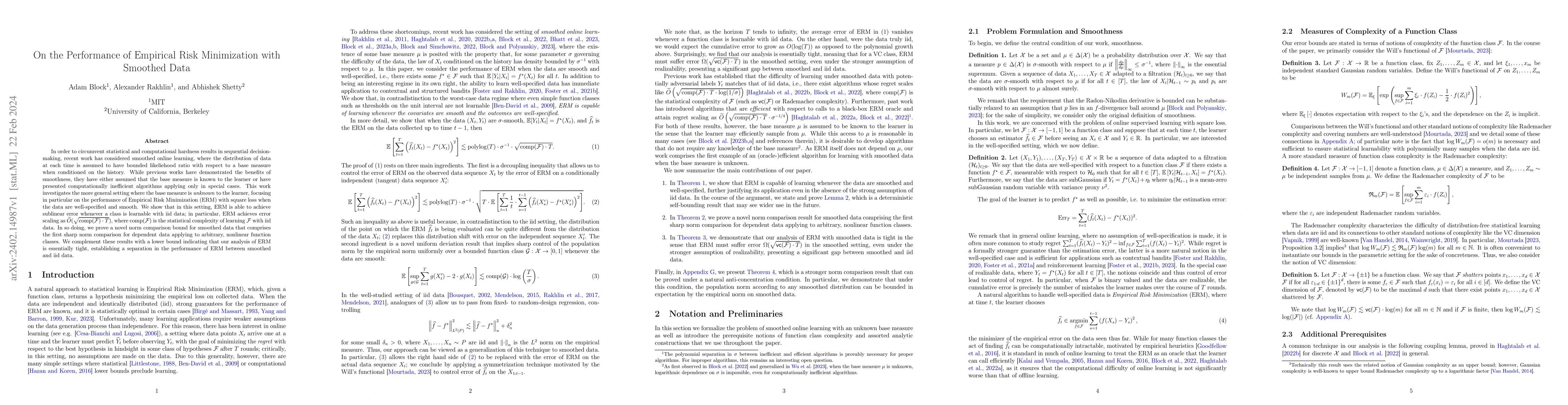 Thumbnail for On the Performance of Empirical Risk Minimization with Smoothed Data