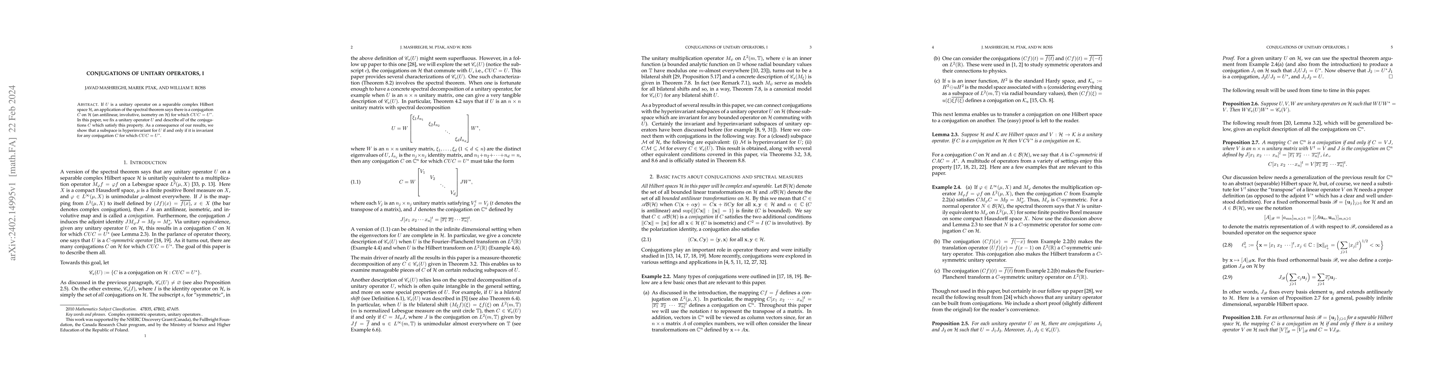 Thumbnail for Conjugations of Unitary operators, I