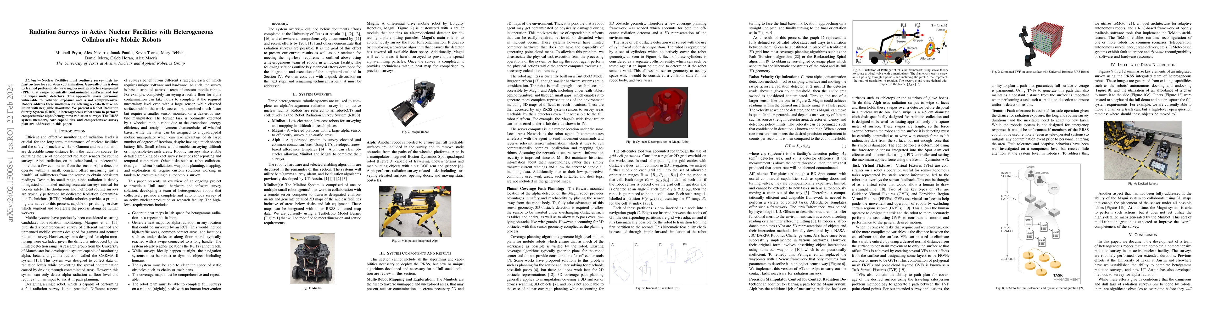 Thumbnail for Radiation Surveys in Active Nuclear Facilities with Heterogeneous
  Collaborative Mobile Robots