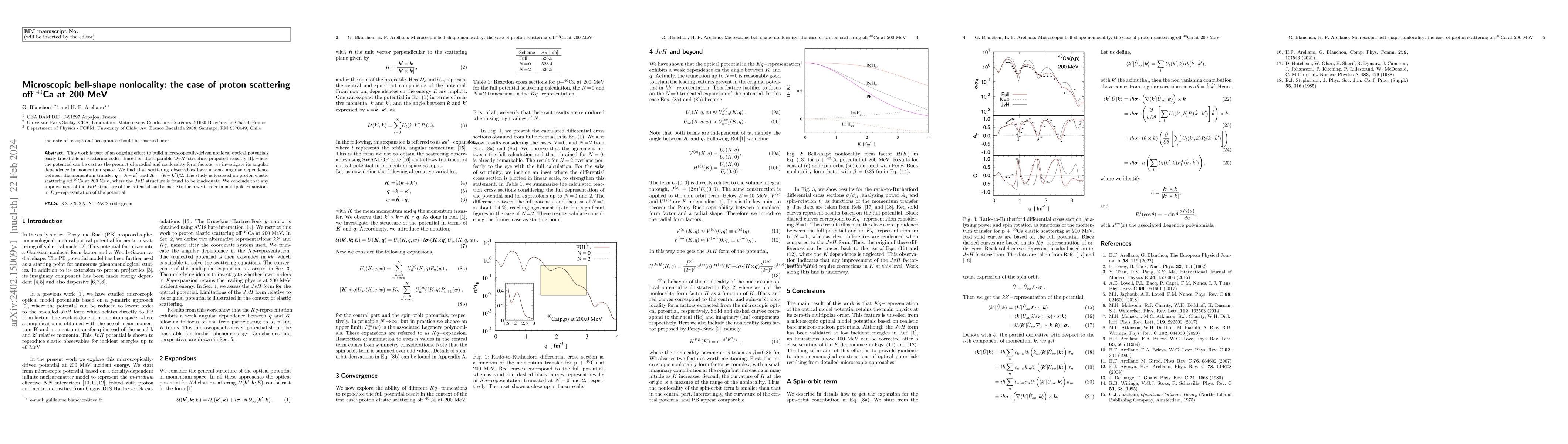 Thumbnail for Microscopic bell-shape nonlocality: the case of proton scattering off
  $^{40}$Ca at 200 MeV