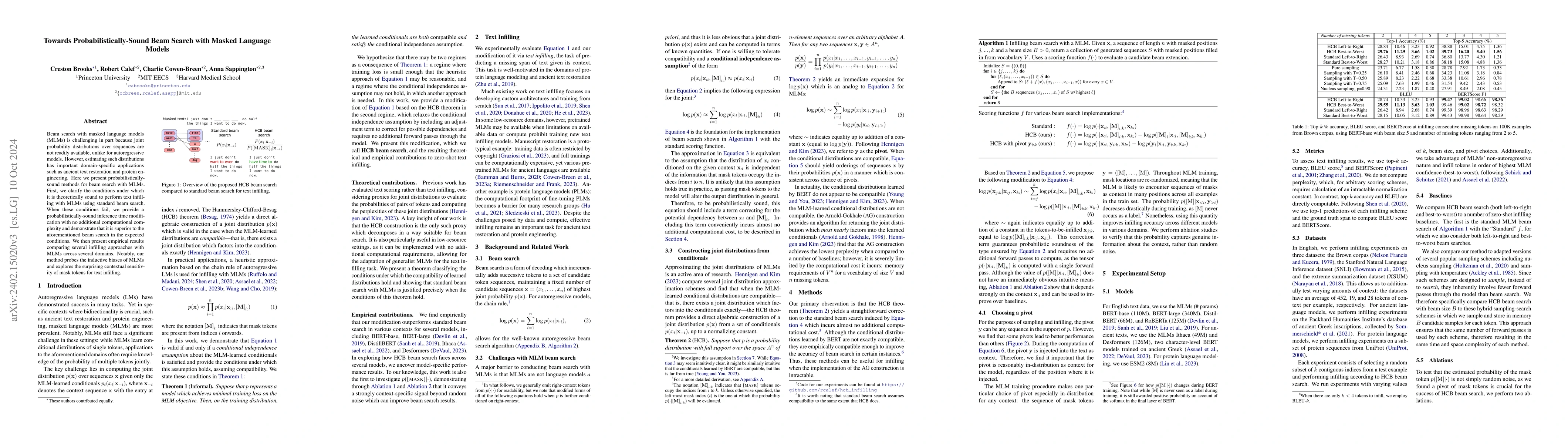 Thumbnail for Probabilistically-Sound Beam Search with Masked Language Models