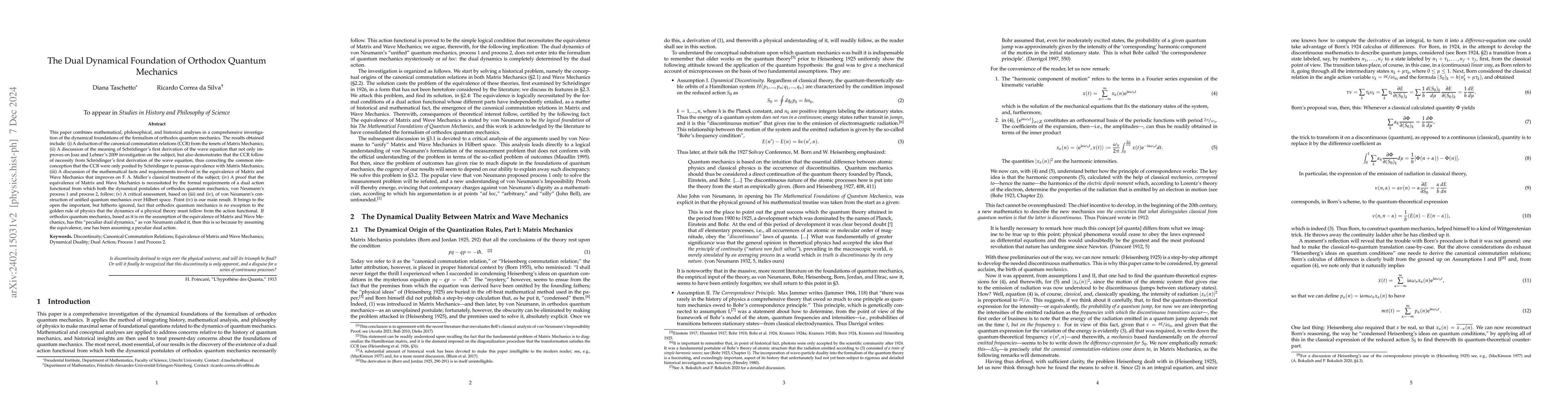Thumbnail for The Dual Dynamical Foundation of Orthodox Quantum Mechanics