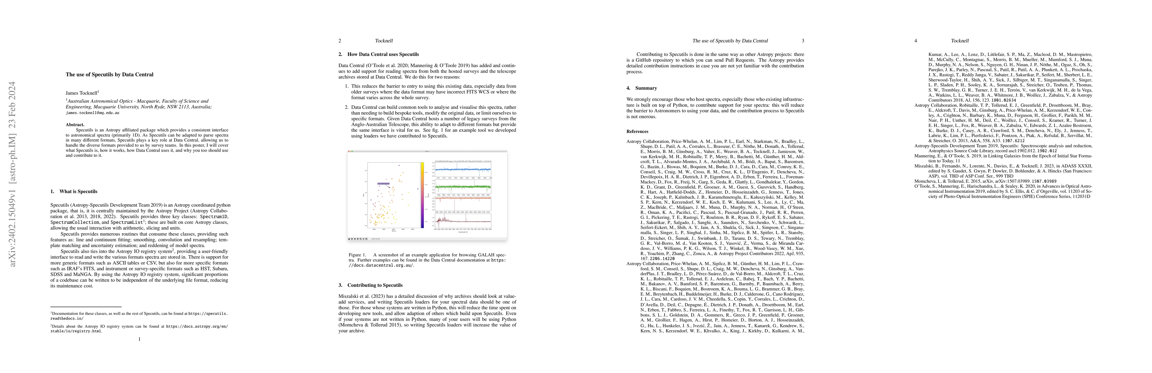 Thumbnail for The use of Specutils by Data Central