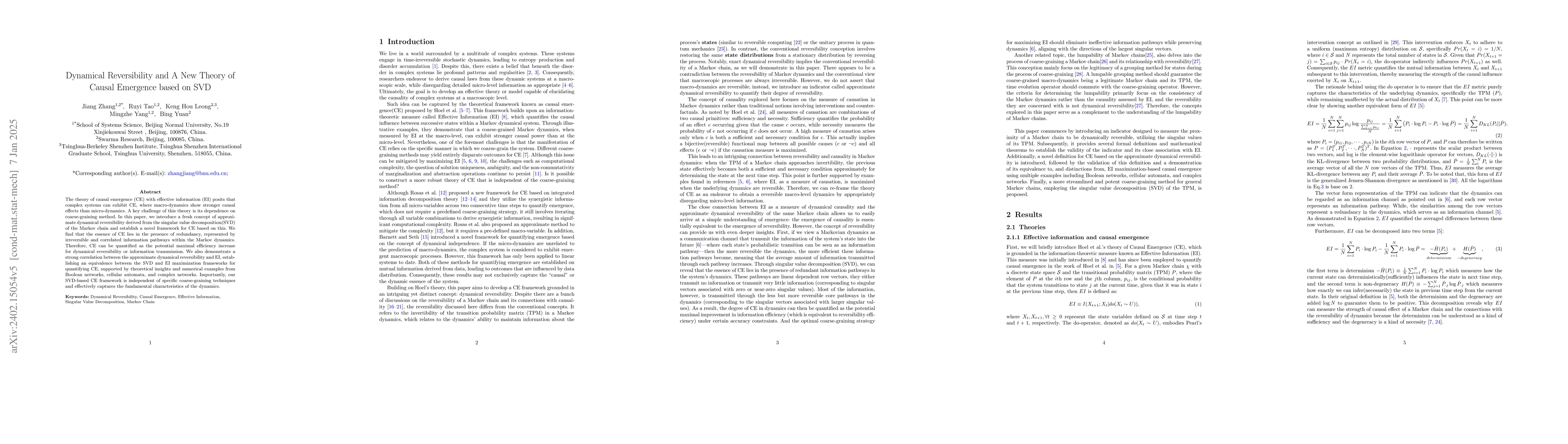 Thumbnail for Dynamical Reversibility and A New Theory of Causal Emergence