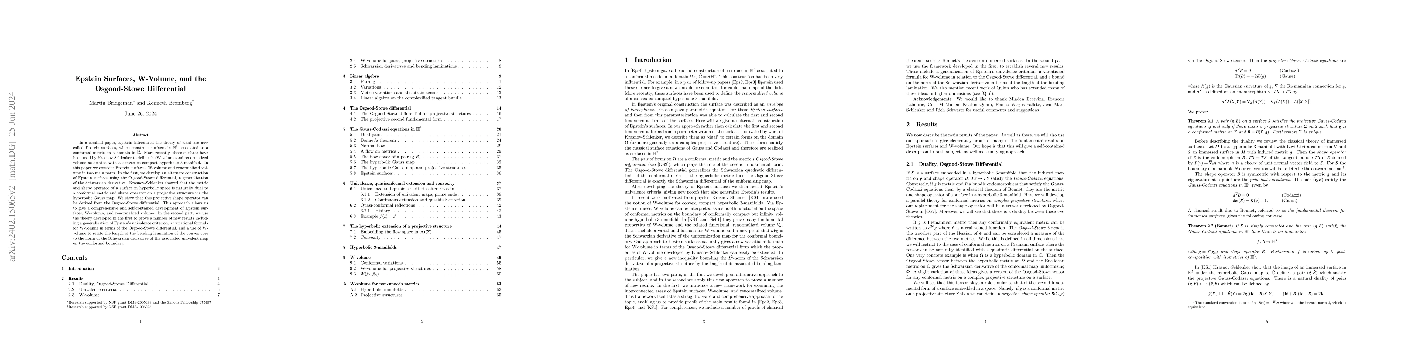 Thumbnail for Epstein Surfaces, $W$-Volume, and the Osgood-Stowe Differential
