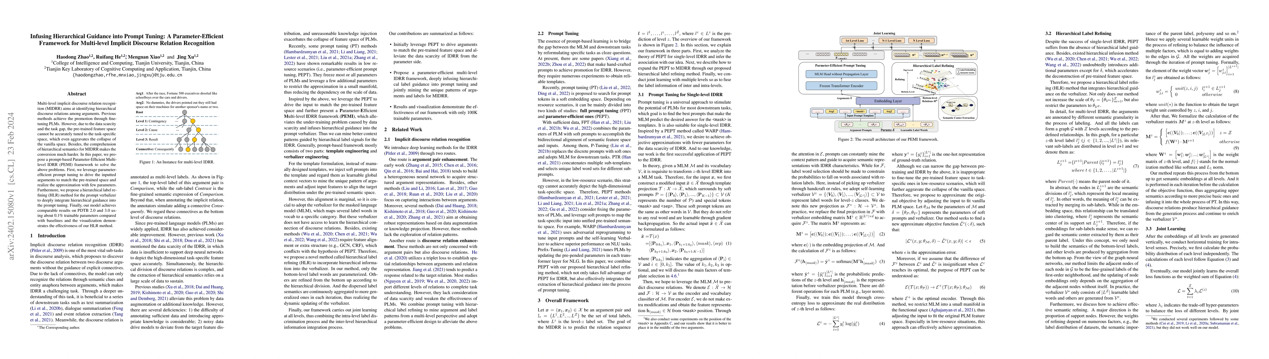 Thumbnail for Infusing Hierarchical Guidance into Prompt Tuning: A Parameter-Efficient
  Framework for Multi-level Implicit Discourse Relation Recognition